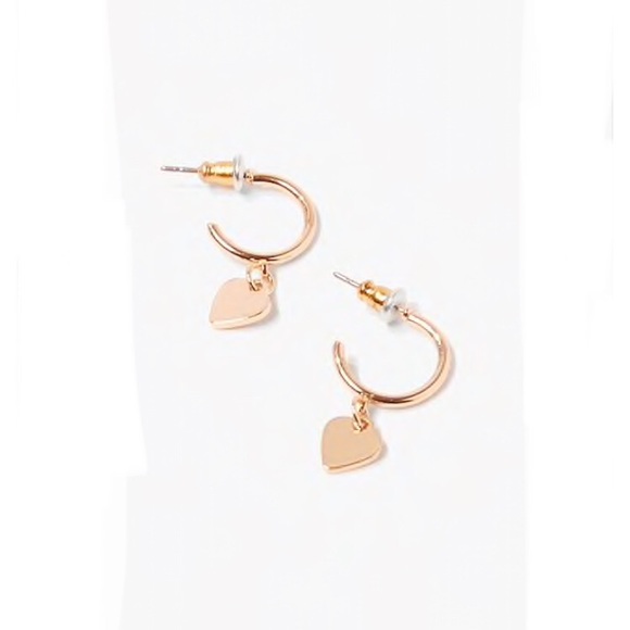 Jewelry - 3/$30 Jackie Heart Charm Hoop Earrings